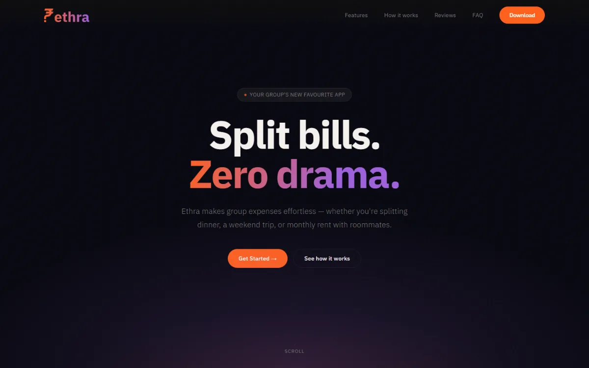 Ethra landing page